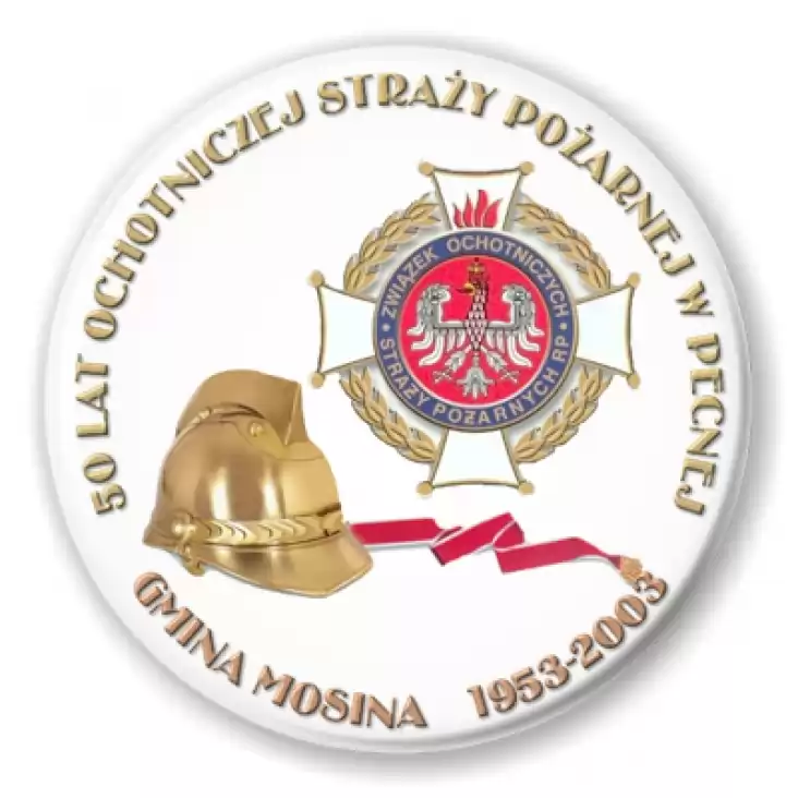 przypinka 50 lat Ochotniczej Straży Pożarnej w Pecnej