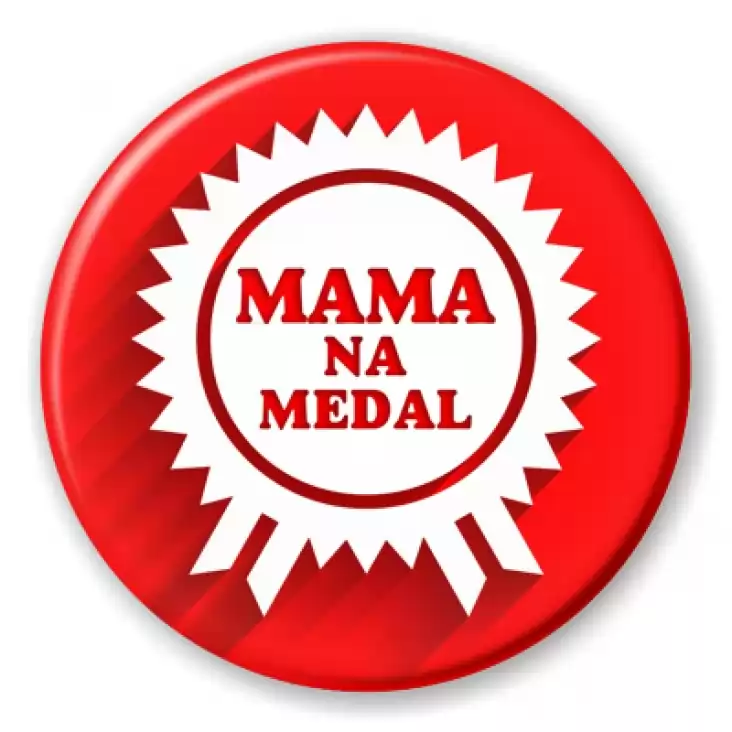 przypinka Mama na medal z rozetą