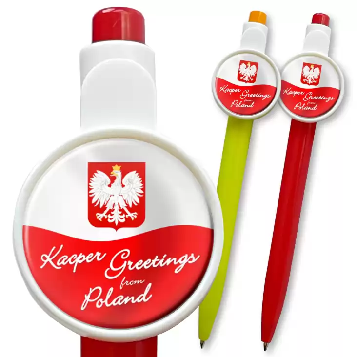 przypinka długopis Kacper Greeings from Poland