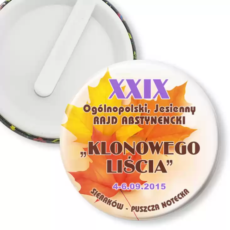 przypinka klips XXIX Ogólnopolski Rajd Abstynencki Klonowego Liścia