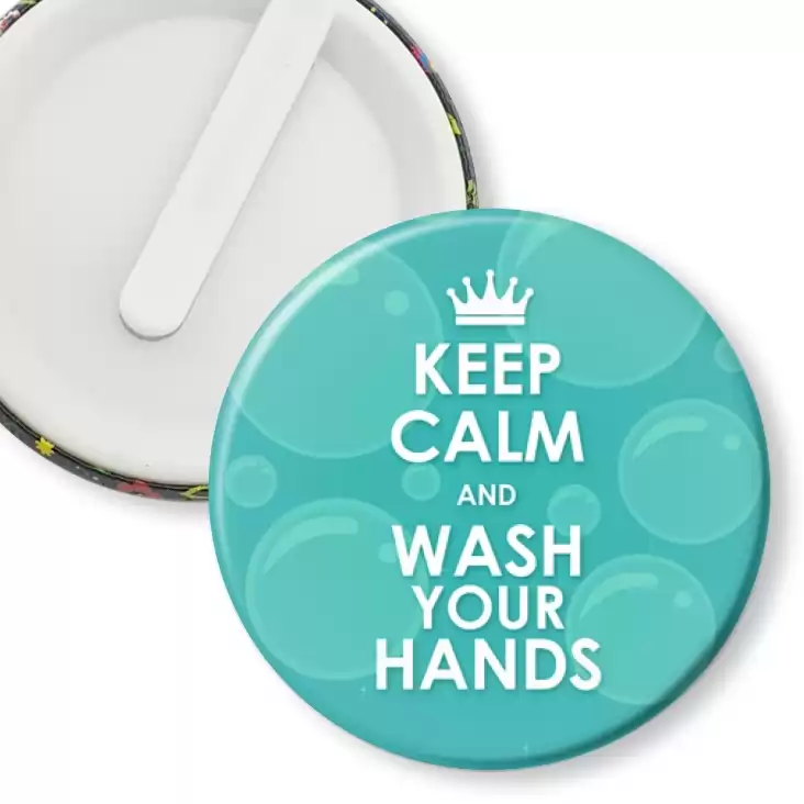 przypinka klips Keep calm and wash your hands