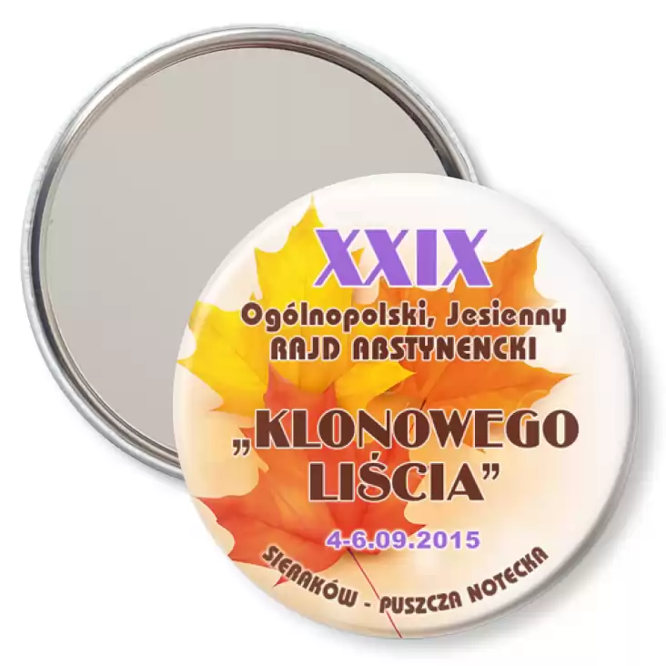 przypinka lusterko XXIX Ogólnopolski Rajd Abstynencki Klonowego Liścia