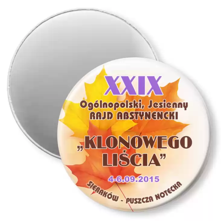przypinka magnes XXIX Ogólnopolski Rajd Abstynencki Klonowego Liścia
