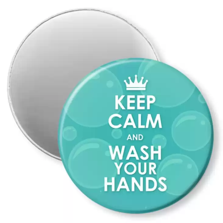 przypinka magnes Keep calm and wash your hands