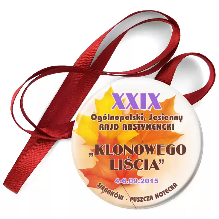 przypinka medal XXIX Ogólnopolski Rajd Abstynencki Klonowego Liścia