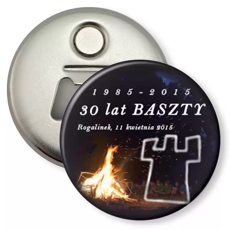 przypinka otwieracz-magnes 30 lat Baszty