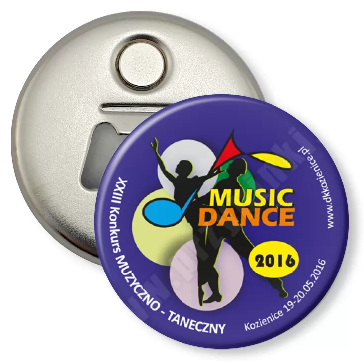 przypinka otwieracz-magnes Music Dance 2016