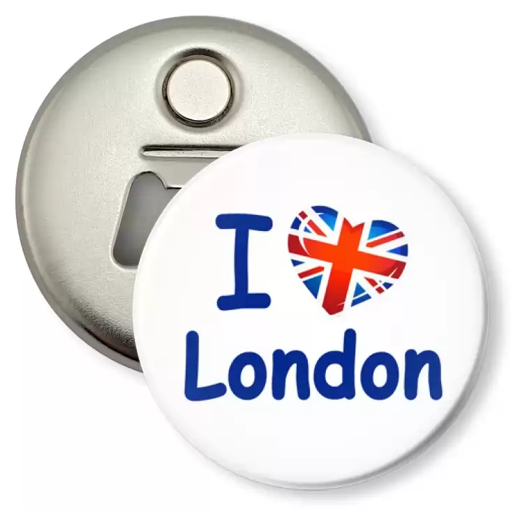 przypinka otwieracz-magnes I love London
