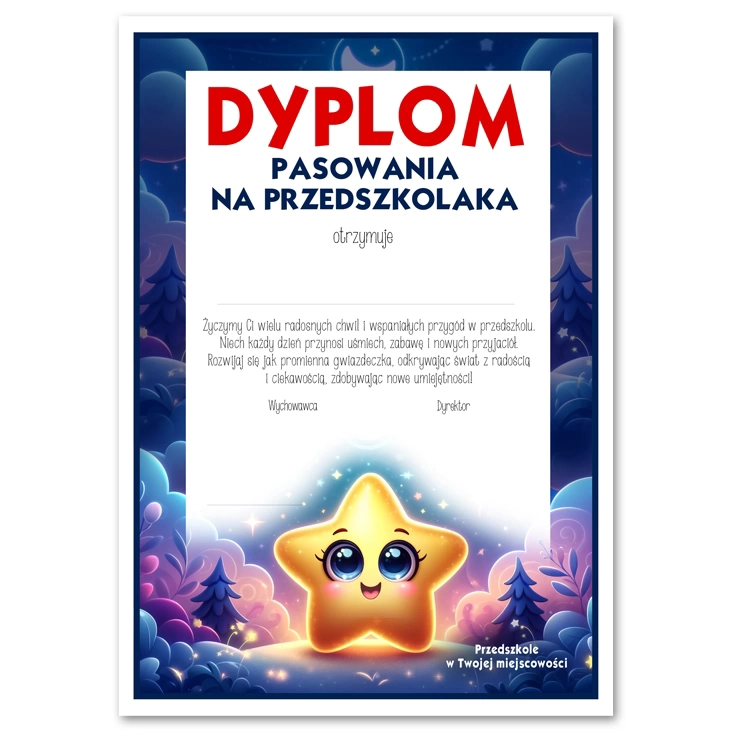 dyplom Dyplom pasowania na przedszkolaka grupa Gwiazdeczki