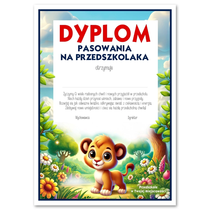 dyplom Dyplom pasowania na przedszkolaka grupa Lwiątka