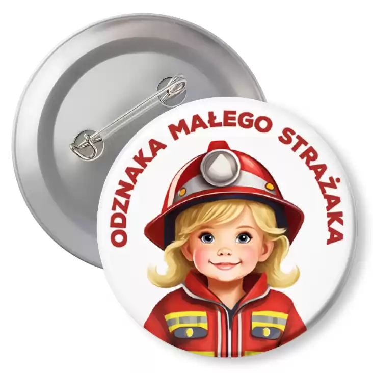 przypinka agrafka Odznaka Małego Strażaka dziewczynka strażak