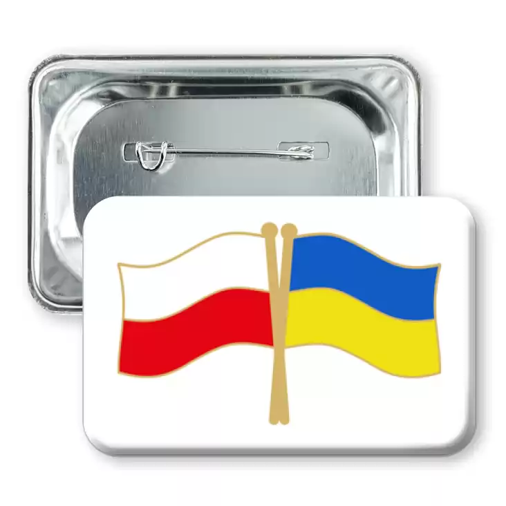 przypinka prostokąt agrafka Polska-Ukraina flagi