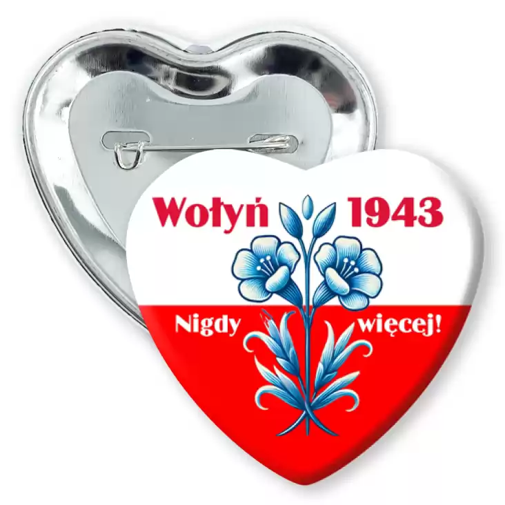 przypinka serce Wołyń nigdy więcej