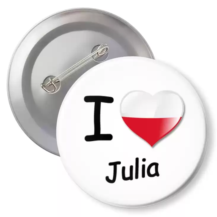 przypinka agrafka I love Julia