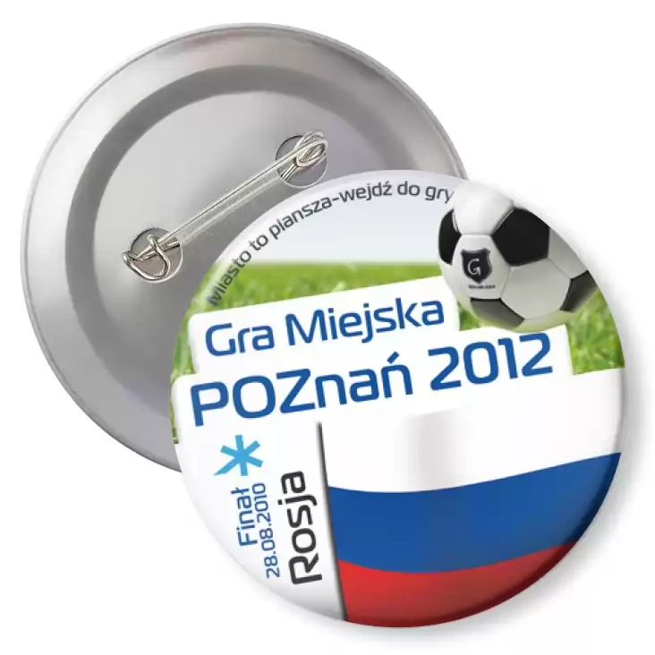 przypinka z agrafką Gra Miejska - Poznań 2012 - Rosja
