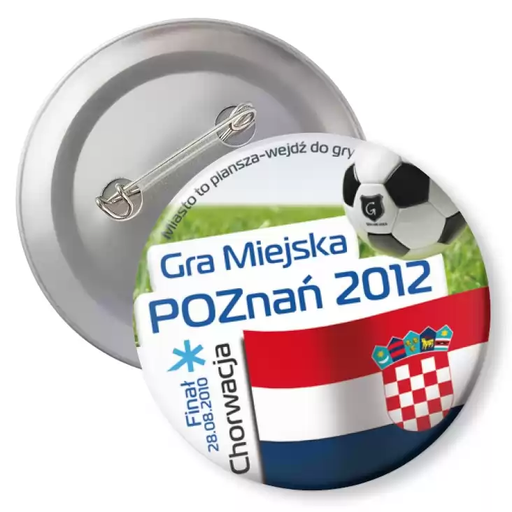 przypinka z agrafką Gra Miejska - Poznań 2012 - Chorwacja