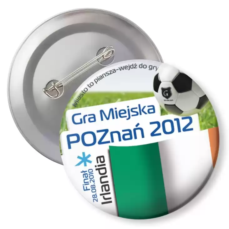 przypinka z agrafką Gra Miejska - Poznań 2012 - Irlandia