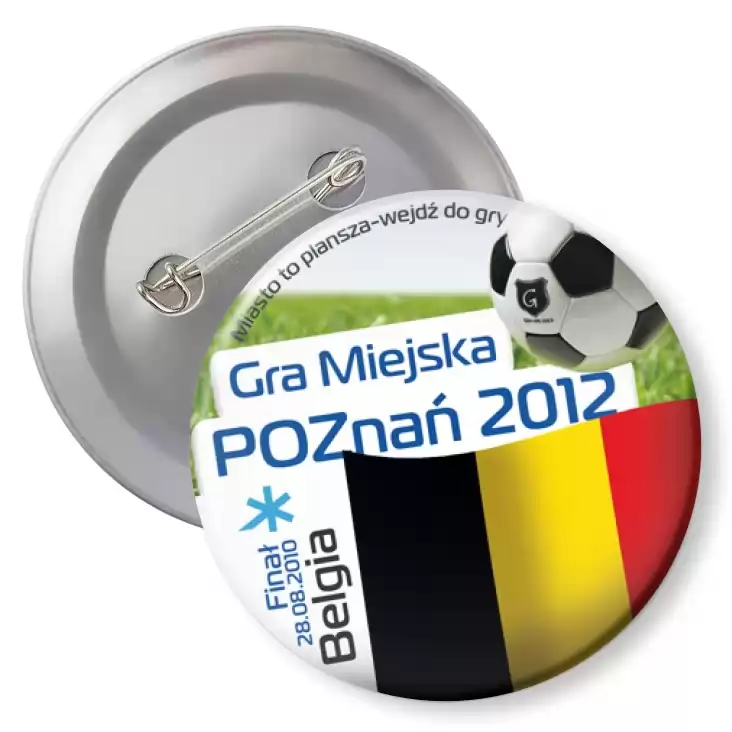 przypinka z agrafką Gra Miejska - Poznań 2012 - Belgia