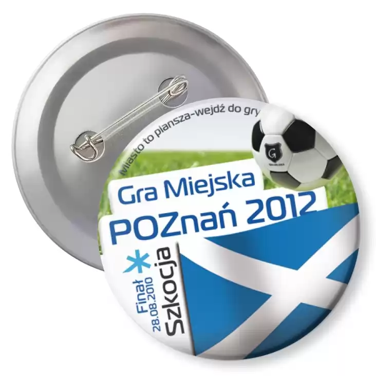 przypinka z agrafką Gra Miejska - Poznań 2012 - Szkocja