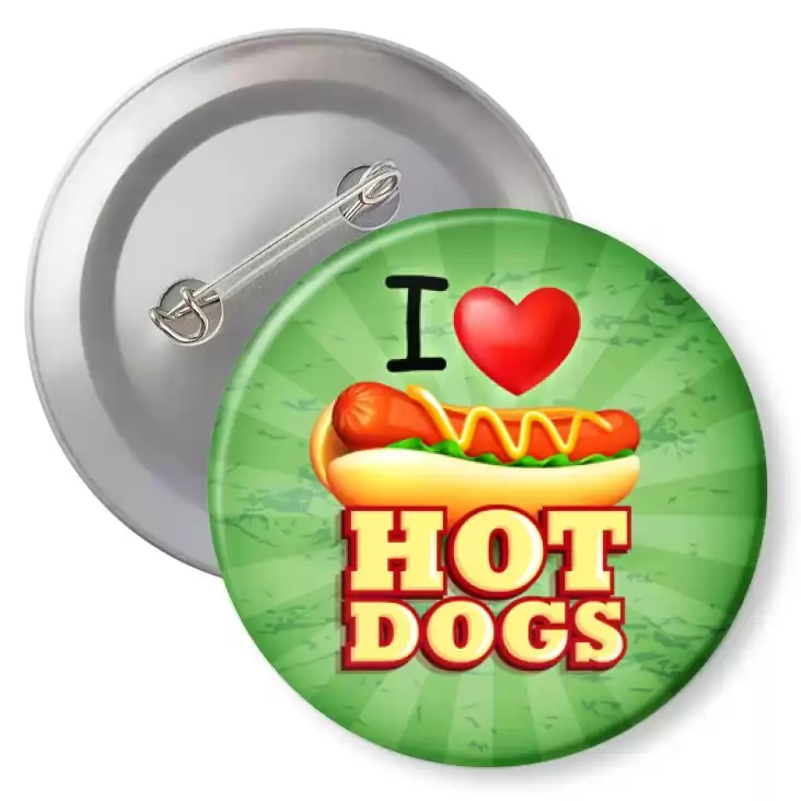 przypinka agrafka I love Hot-Dogs