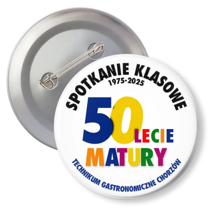 przypinka z agrafką Spotkanie klasowe Technikum Gastronomiczne Chorzów