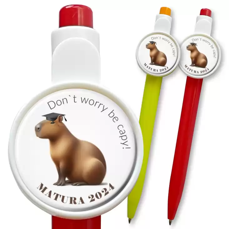 przypinka długopis Matura z kapibarą