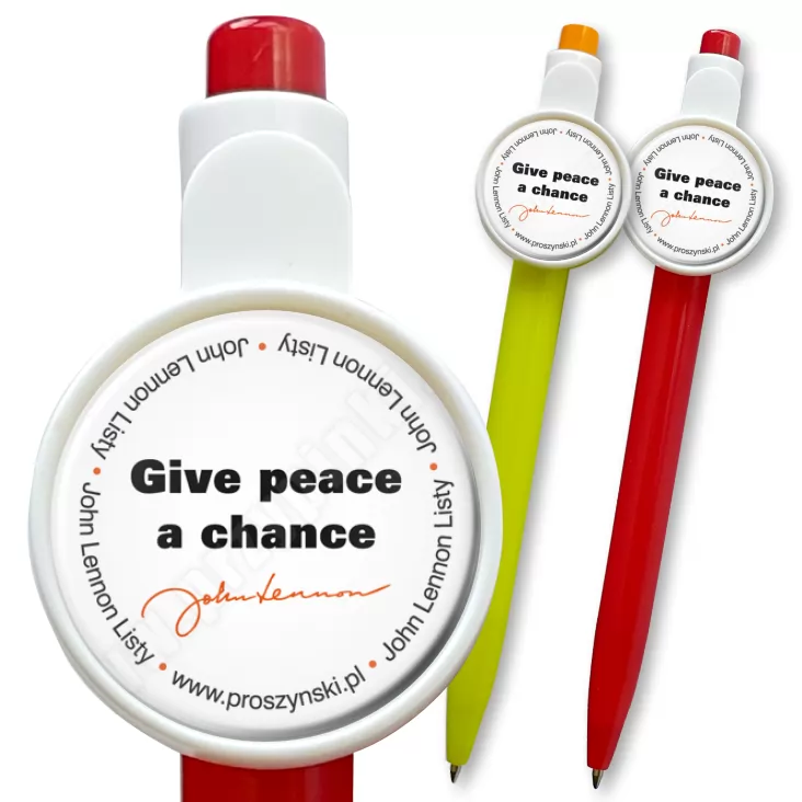 przypinka długopis Give peace a chance