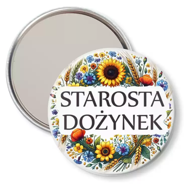 przypinka lusterko Starosta dożynek kwiaty polne