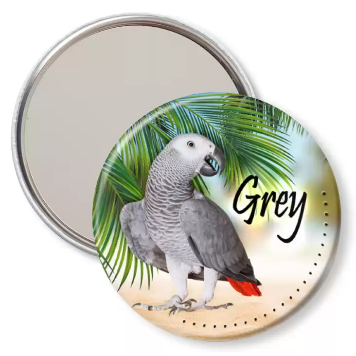 przypinka lusterko Papugarnia Carmen - Grey