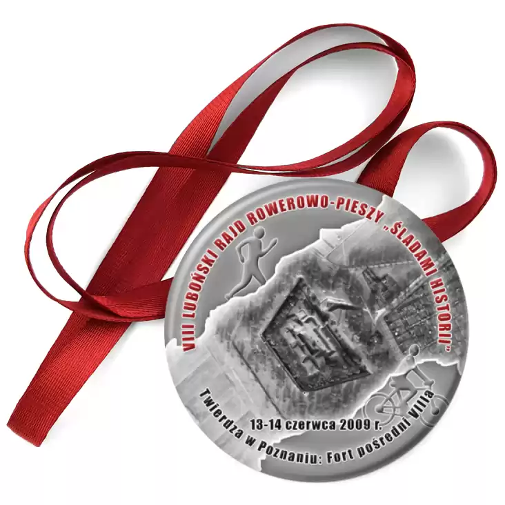 przypinka medal VII Luboński Rajd Rowerowo-Pieszy ŚLADMAI HISTORII