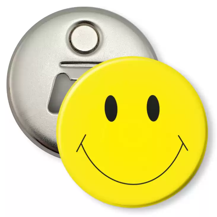przypinka otwieracz-magnes Uśmiech żółty
