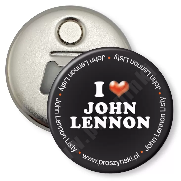 przypinka otwieracz-magnes I love John Lennon