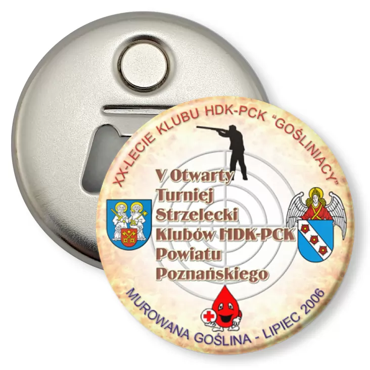 przypinka otwieracz-magnes V Otwarty Turniej Strzelecki Klubów HDK-PCK Powiatu Poznańskiego
