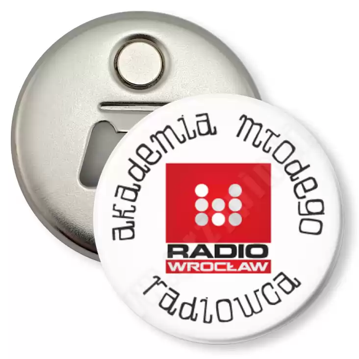 przypinka otwieracz-magnes Radio Wrocław