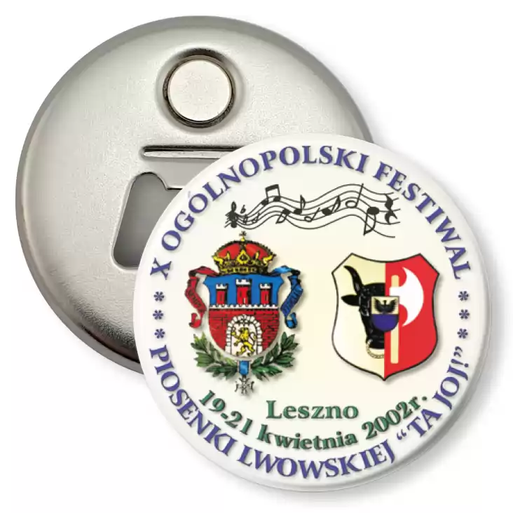 przypinka otwieracz-magnes X Ogólnopolski Festiwal Piosenki Lwowskiej Ta Joj!