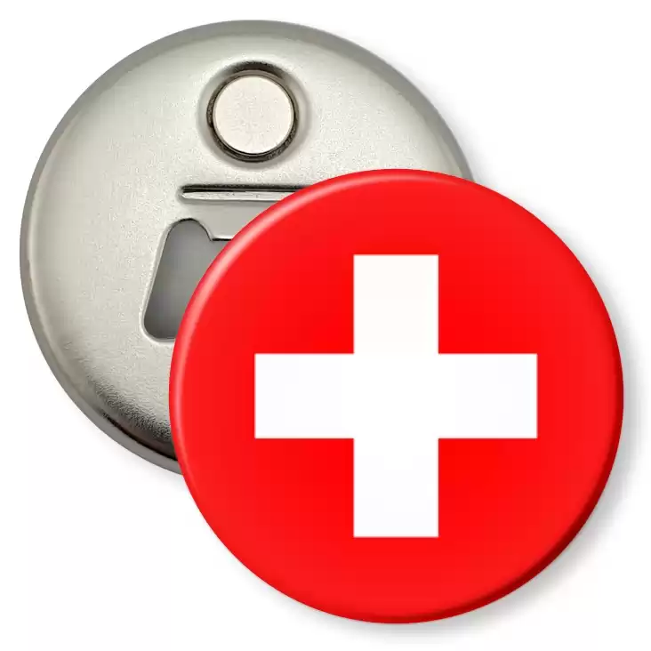 przypinka otwieracz-magnes Flaga Szwajcaria