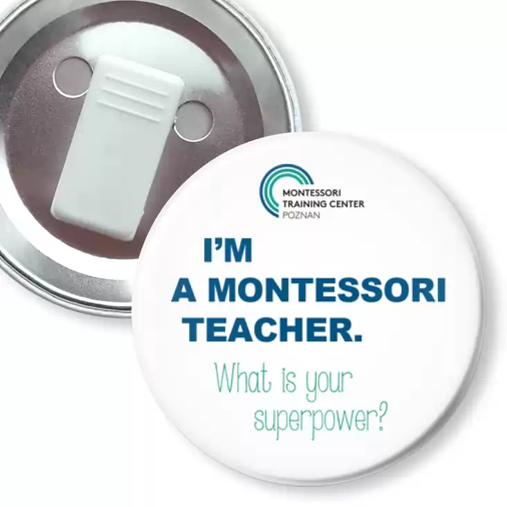 przypinka z żabką I’m a Montessori teacher