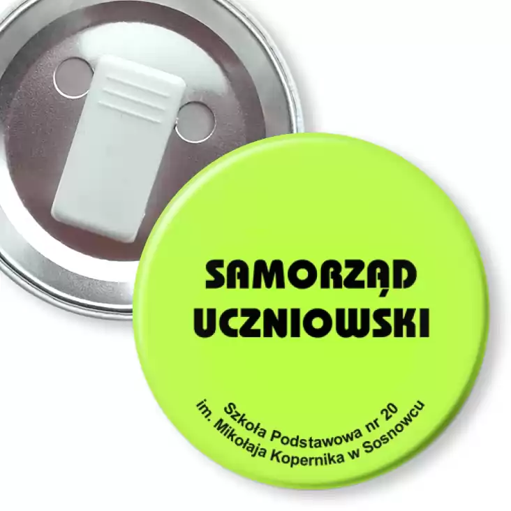 przypinka z żabką Samorząd uczniowski SP 20 w Sosnowcu