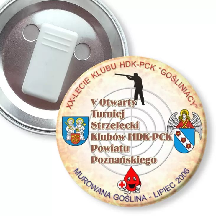 przypinka z żabką V Otwarty Turniej Strzelecki Klubów HDK-PCK Powiatu Poznańskiego