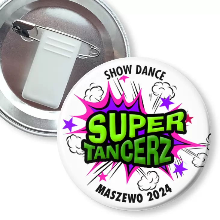 przypinka z żabką i agrafką Super tancerz Show Dance Maszewo 2024