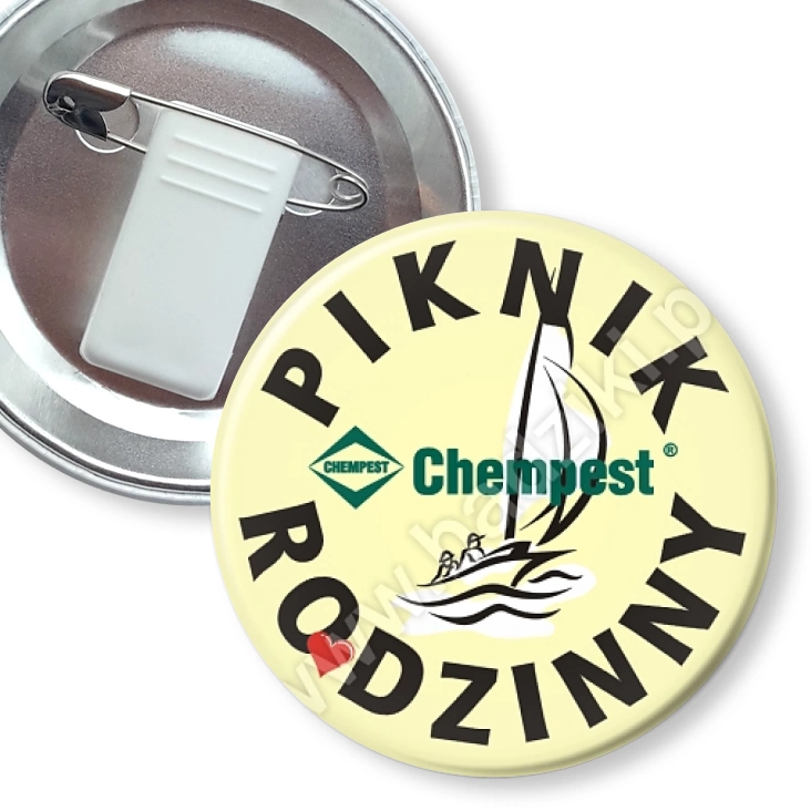 przypinka z żabką i agrafką Chempest - Piknik Rodzinny